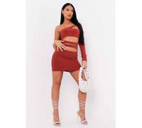Missy Empire One Sleeve Cut Out Mini Dress Orange 14 (L) Female