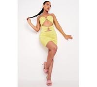 Missy Empire Out Ruched Mini Dress Citron 8 (XS) Female