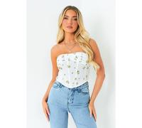 Missy Empire Over Floral Corset Top Blanc 8 (XS) Female