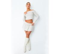 Missy Empire Over Pleated Mini Skirt Beige S Female