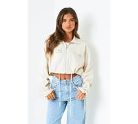 Missy Empire Oversized Cropped Trench Jacket Womens Crème M Female