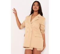 Missy Empire Pinstripe Double Breasted Oversized Blazer Beige 6 (2XS) Female