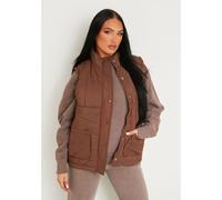 Missy Empire Pocket Detail Sleeveless Padded Gilet Chocolat 8 (XS) Female