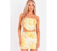 Missy Empire Print Bengaline Corset Top Jaune 6 (2XS) Female