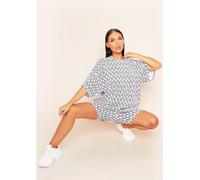 Missy Empire Print Branded Oversized T-Shirt Blanc 8 (XS) Female