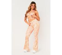 Missy Empire Print Flared Trousers Orange 8 (XS) Female