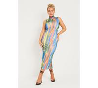 Missy Empire Print Mesh Overlay Midi Dress Multiple 6 (2XS) Female