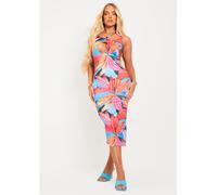 Missy Empire Print Midaxi Cut Out Dress Bleu 10 (S) Female
