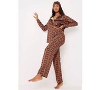 Missy Empire Print Straight Leg Trousers Marron 8 (XS) Female