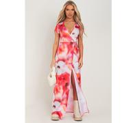 Missy Empire Print Wrap Maxi Dress Rose 6 (2XS) Female