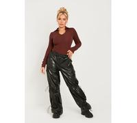 Missy Empire Pu Toggle Cargo Trousers Noir 10 (S) Female
