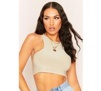 Missy Empire Racer Crop Top Beige 10 (S) Female