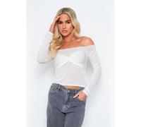 Missy Empire Relaxed Knit Overlay Bralet Jumper Crème L Female