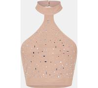 Missy Empire Rhinestone Embellished Halter Top Nu 10 (S) Female