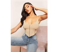 Missy Empire Rib Contrast Stitch Corset Top Nu 14 (L) Female