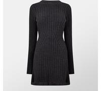 Missy Empire Rib Knit Flare Mini Dress Womens Gris S Female
