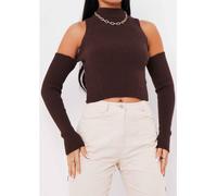 Missy Empire Rib Off The Shoulder Top Chocolat 14 (L) Female