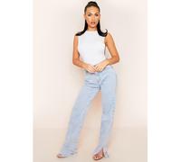 Missy Empire Ribbed Extreme Cut Out Bodysuit Gris 8 (XS) Female