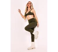 Missy Empire Ribbed Leggings Olive (there is no difference between en-GB and fr-FR for this word) 8 (XS) Female