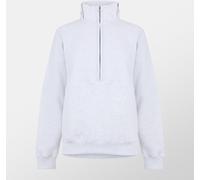 Missy Empire Ribbed Panelled Half Zip Sweatshirt Womens Gris clair 8 (XS) Female