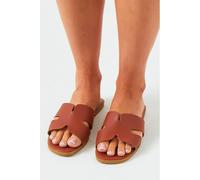 Missy Empire Rubber Ribbed Sole Sliders Tan 8 (41) Female