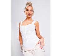 Missy Empire Ruched Bodysuit Blanc 12 (M) Female