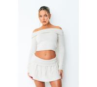 Missy Empire Ruched Fold Over Top Beige M Female