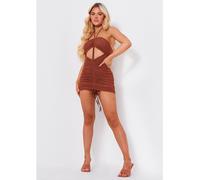 Missy Empire Ruched Mesh Dress Chocolat 6 (2XS) Female