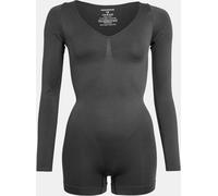 Missy Empire Seamless Long Sleeve Plunge Unitard Womens Noir 12 (M) Female