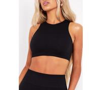 Missy Empire Seamless Ribbed Racer Crop Top Noir 8 (XS) Female