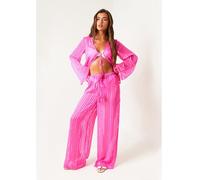 Missy Empire Sheer Stripe Beach Cover Up Trouser Rose 10 (S) Female