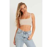 Missy Empire Slinky Square Neck Extreme Crop Top Sable 12 (M) Female