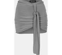 Missy Empire Slinky Tie Front Mini Skirt Womens Gris 8 (XS) Female