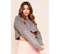 Missy Empire Slogan Cropped Sweatshirt Gris 10 (S) Female