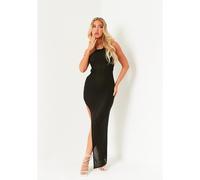 Missy Empire Split Halter Neck Maxi Dress Noir 8 (XS) Female