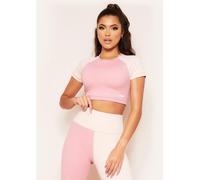 Missy Empire Sport Colour Block Cropped Gym T-Shirt Rose 14 (L) Female