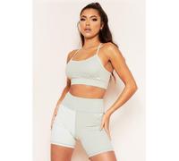 Missy Empire Sport Colour Block Cross Back Strappy Gym Top Vert 8 (XS) Female