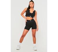 Missy Empire Sport Ribbed V Neck Crop Top Noir 12 (M) Female