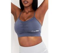 Missy Empire Sport Ruched Front Strappy Gym Crop Top Marine 8 (XS) Female