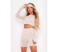 Missy Empire Sport Seamless Long Sleeve Crop Gym Top Moka 10 (S) Female