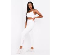 Missy Empire Sport Strappy Crop Gym Top Crème 10 (S) Female