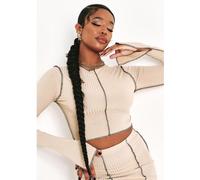 Missy Empire Stitch Slit Sleeve Ribbed Crop Top Pierre 14 (L) Female