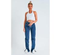 Missy Empire Straight Leg Split Detail Jeans Bleu 6 (2XS) Female