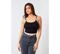 Missy Empire Strap Crop Top Noir 6 (2XS) Female