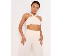 Missy Empire Strap Pleat Detail Crop Top Crème 10 (S) Female
