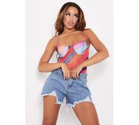 Missy Empire Stripe Print Strappy Mesh Bodysuit Multiple 6 (2XS) Female