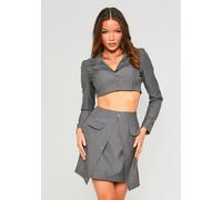 Missy Empire Striped Tailored Cropped Blazer Charbon de bois 12 (M) Female