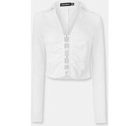 Missy Empire Structured Fitted Shirt Womens Blanc 10 (S) Female