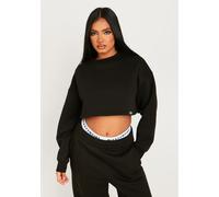 Missy Empire Tab Detail Cropped Sweatshirt Noir 8 (XS) Female