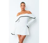 Missy Empire Trim Fold Over Mini Dress Blanc L Female